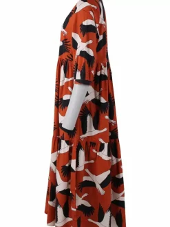 Danefæ Kleider>Danegoodie Dress Rust Big Stork