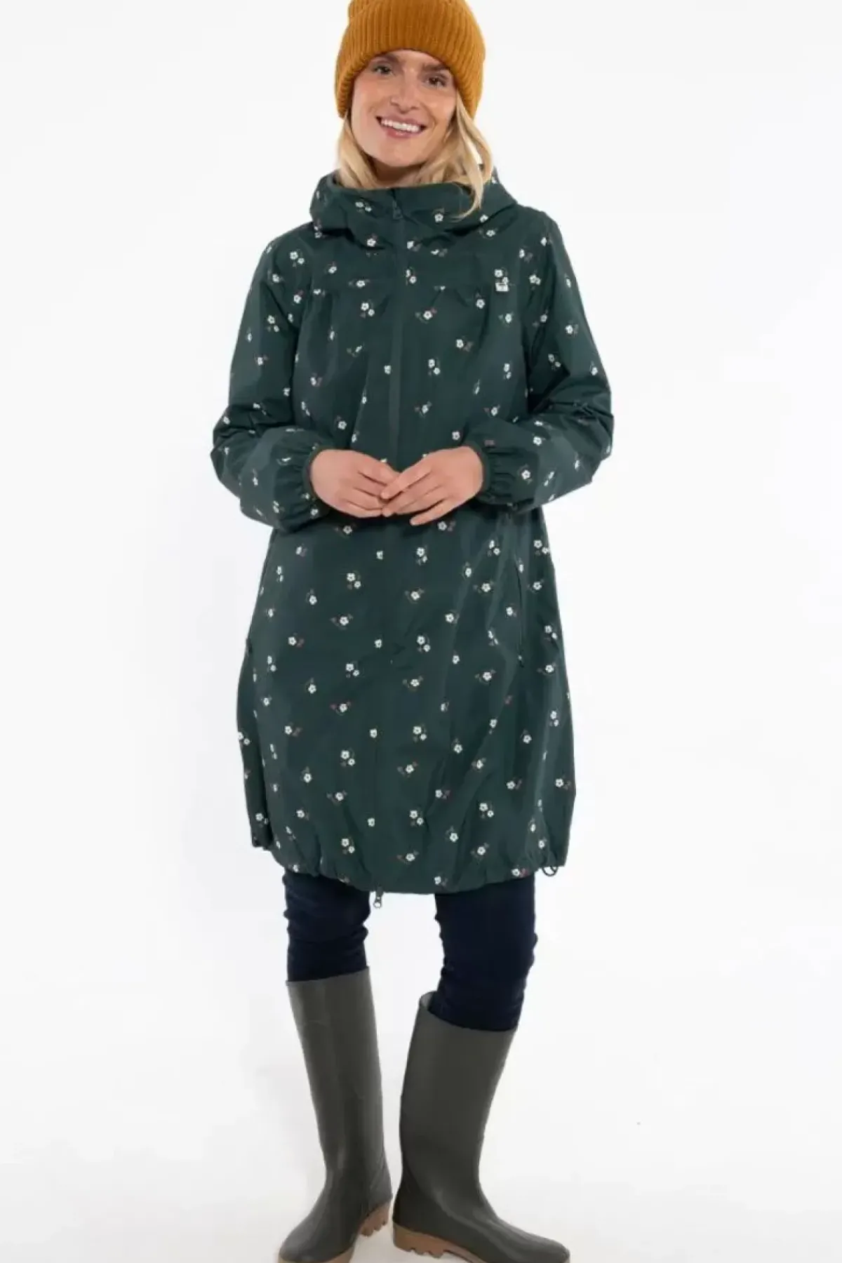 Danefæ Regenjacken>Danehelen Rainjacket Deep Forest Miniflower