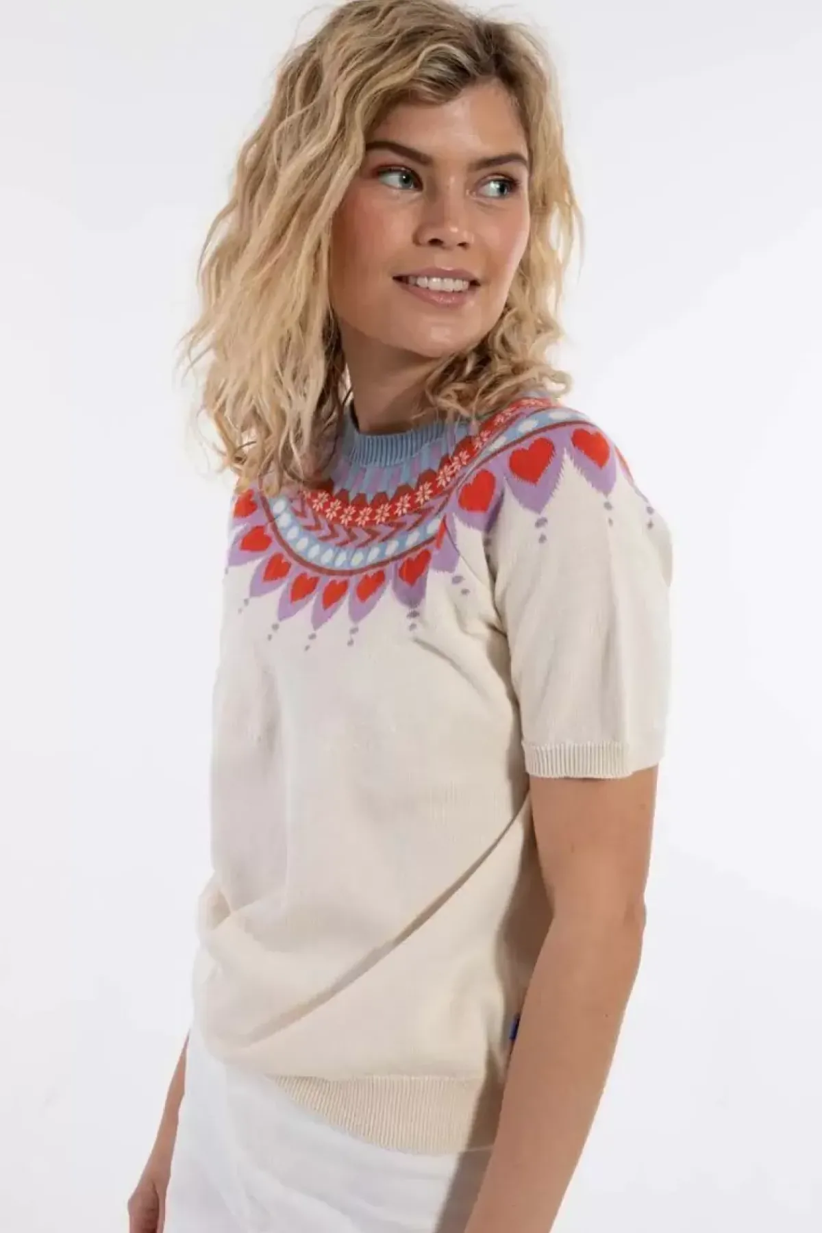 Danefæ Strickwaren>Danehope Cotton Knit Sweater Tee Chalk