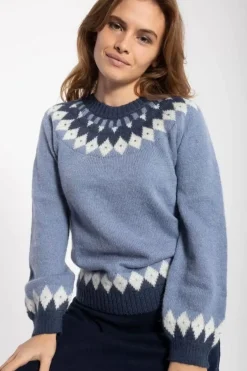 Danefæ Strickwaren>Danehot Stove Mohair Sweater Porcelaine/Chalk/Marine