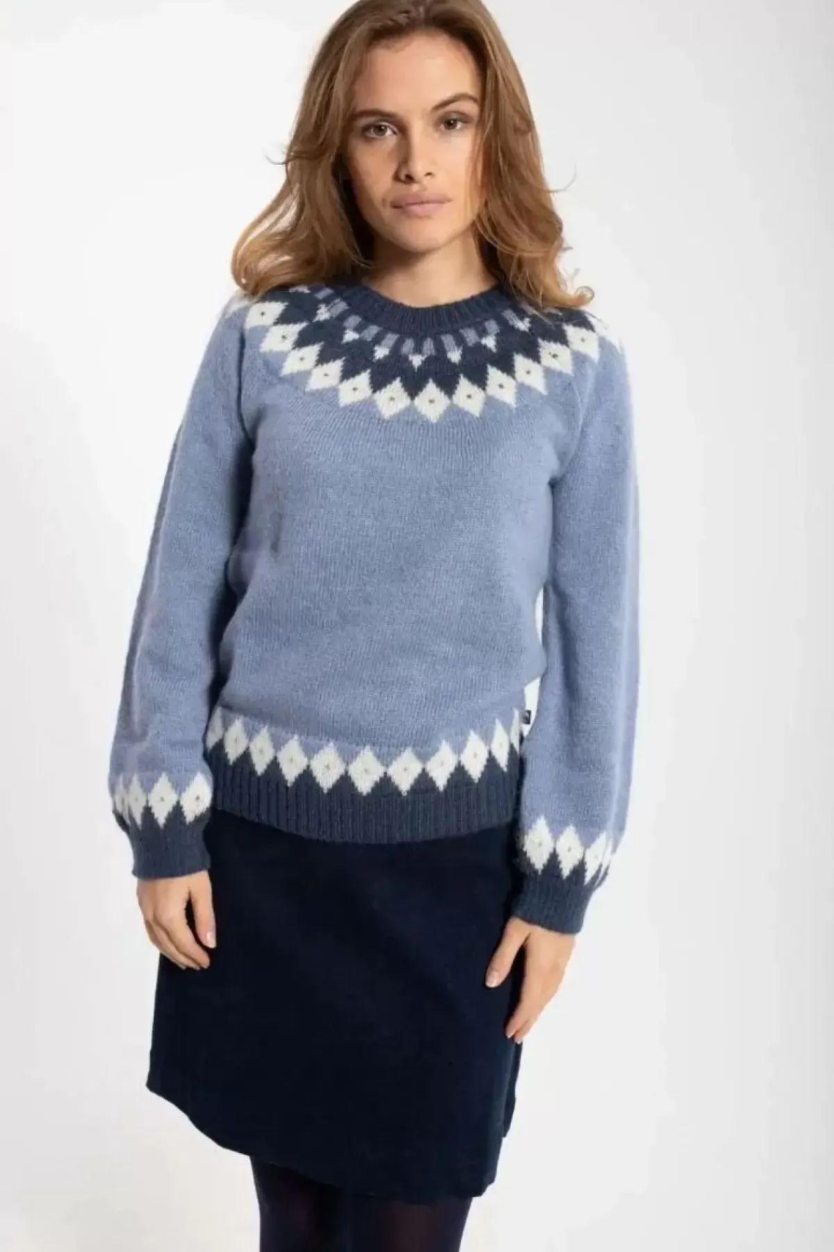 Danefæ Strickwaren>Danehot Stove Mohair Sweater Porcelaine/Chalk/Marine