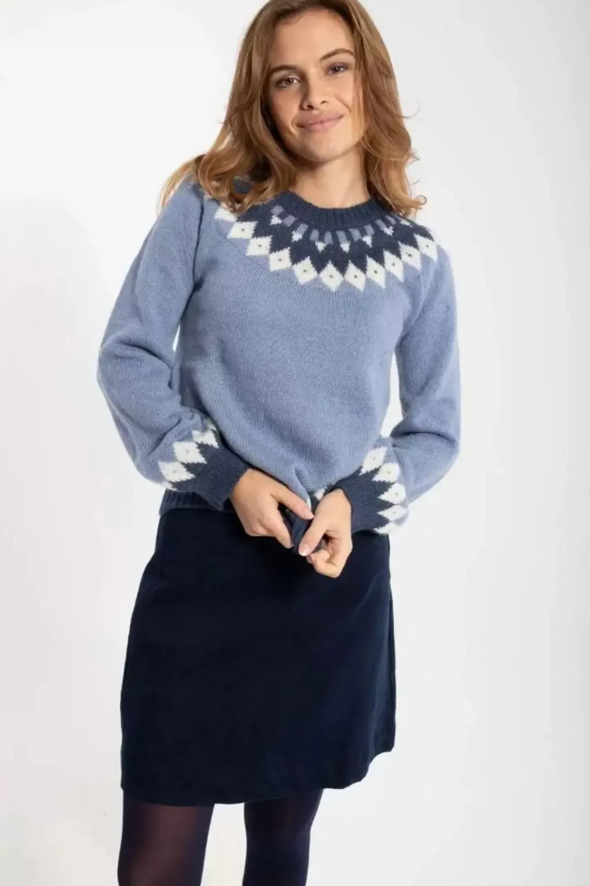 Danefæ Strickwaren>Danehot Stove Mohair Sweater Porcelaine/Chalk/Marine
