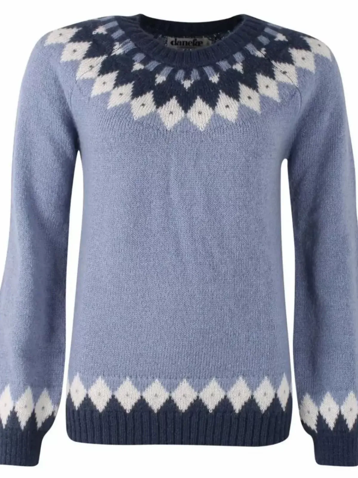 Danefæ Strickwaren>Danehot Stove Mohair Sweater Porcelaine/Chalk/Marine