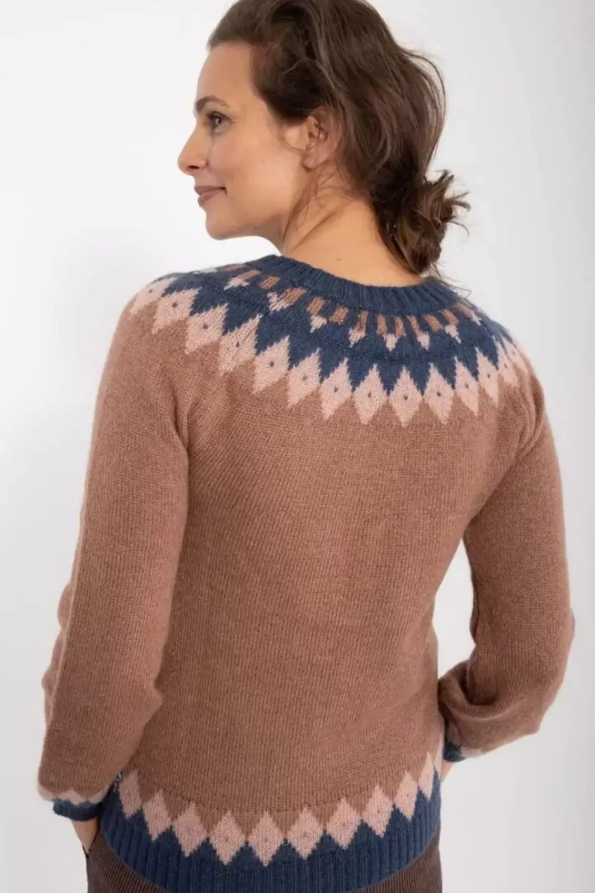 Danefæ Strickwaren>Danehot Stove Mohair Sweater Beige Rose/Powder Rose/Marine