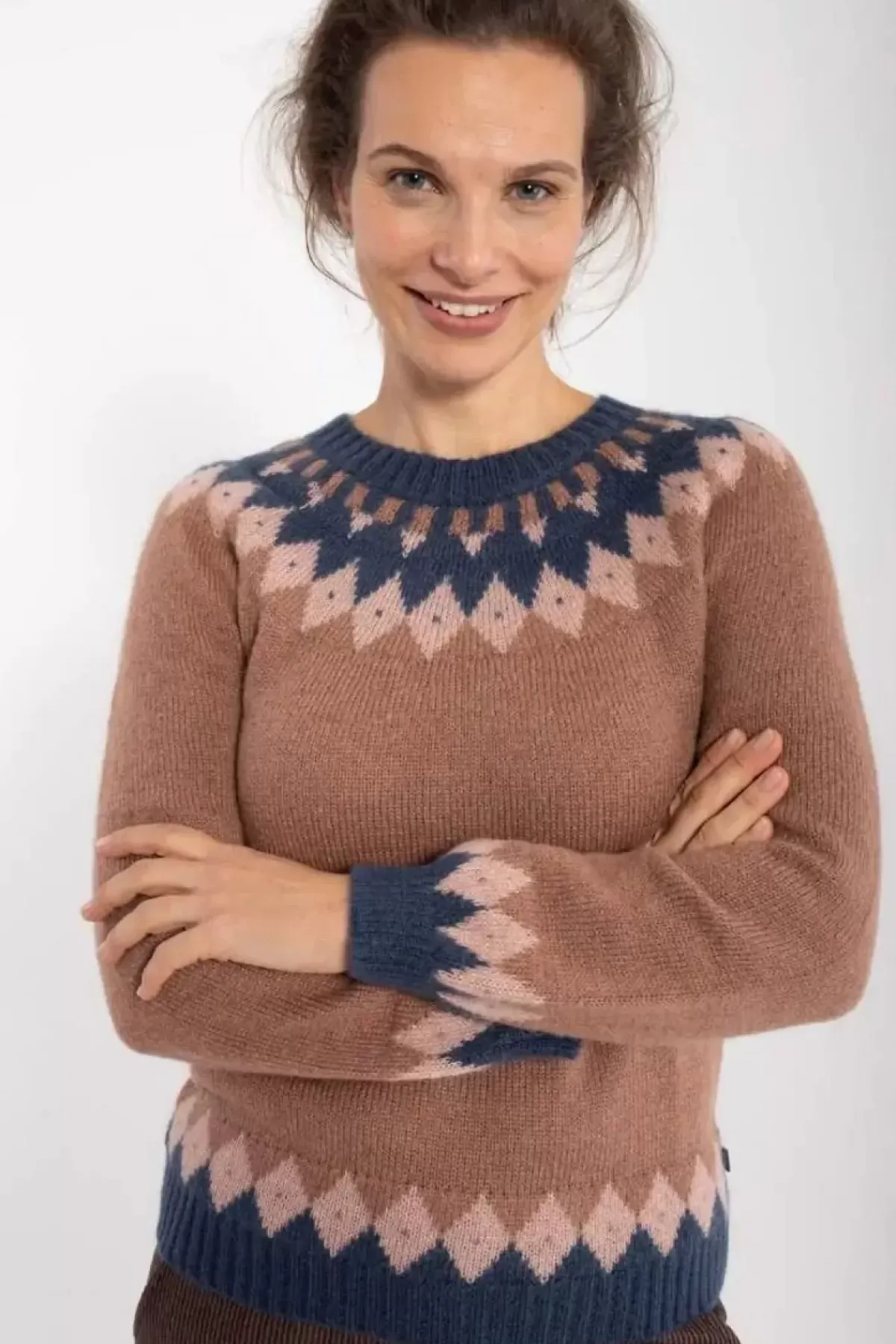 Danefæ Strickwaren>Danehot Stove Mohair Sweater Beige Rose/Powder Rose/Marine