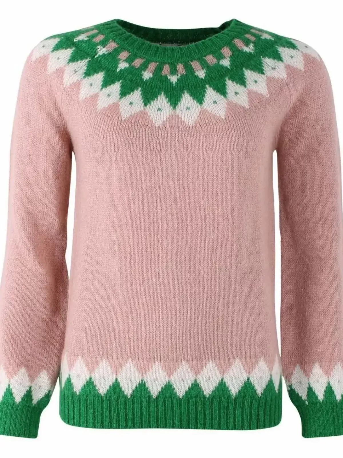 Danefæ Strickwaren>Danehot Stove Mohair Sweater Powder Rose/Chalk/Green