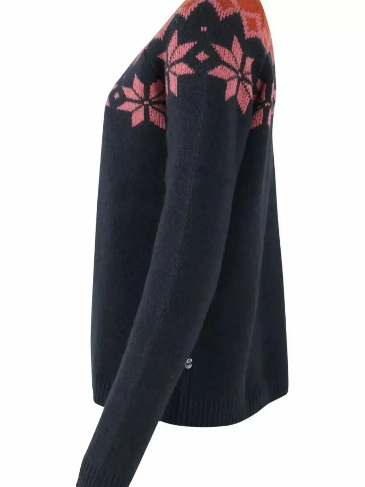 Danefæ Strickwaren>Danehytte Wool Sweater Dk Navy/Old Rose/Brick