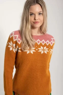 Danefæ Strickwaren>Danehytte Wool Sweater Occer/Chalk/Old Rose