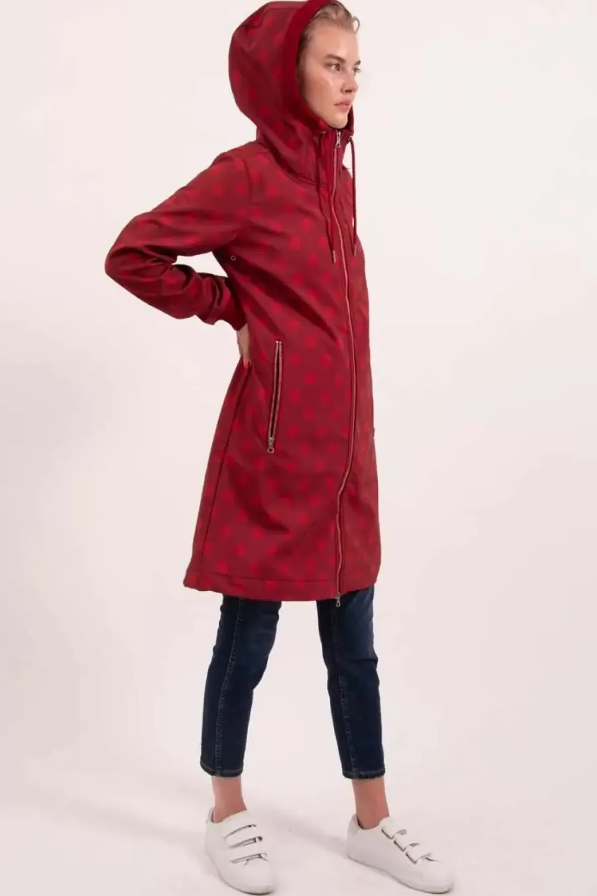 Danefæ Softshell-Jacken>Danejane Softshell Dark Red/Red Dots