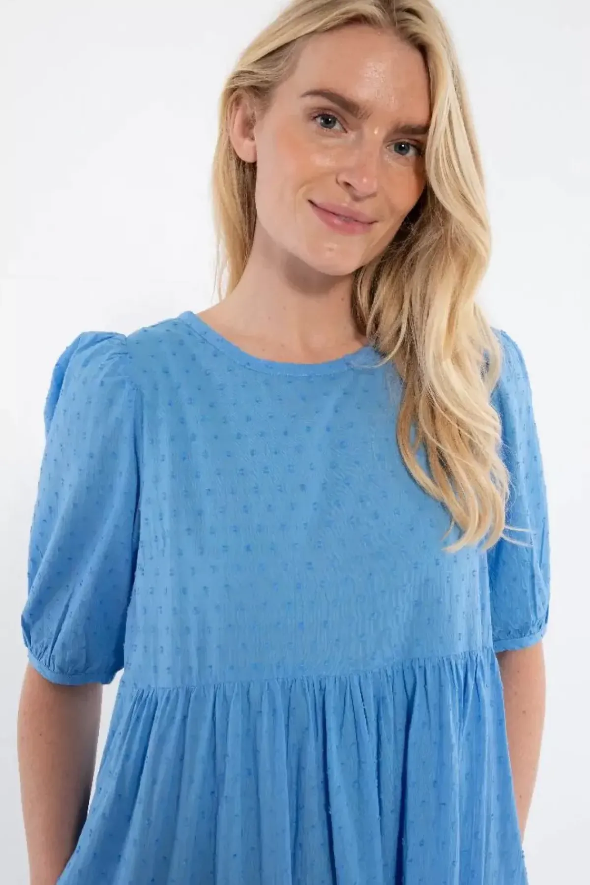 Danefæ Kleider>Danejuli Cotton Dot Dress Ice Blue