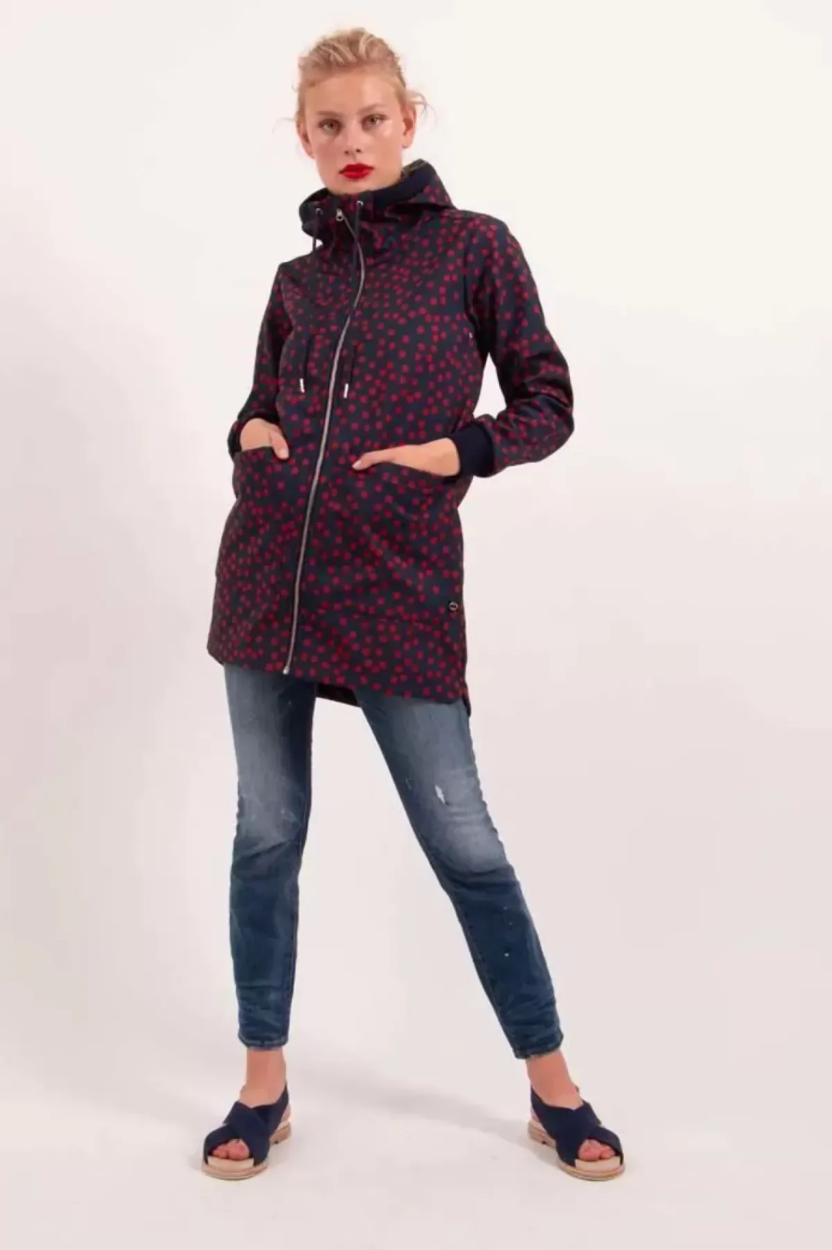 Danefæ Softshell-Jacken>Danelaura Softshell Navy/Red Fundots