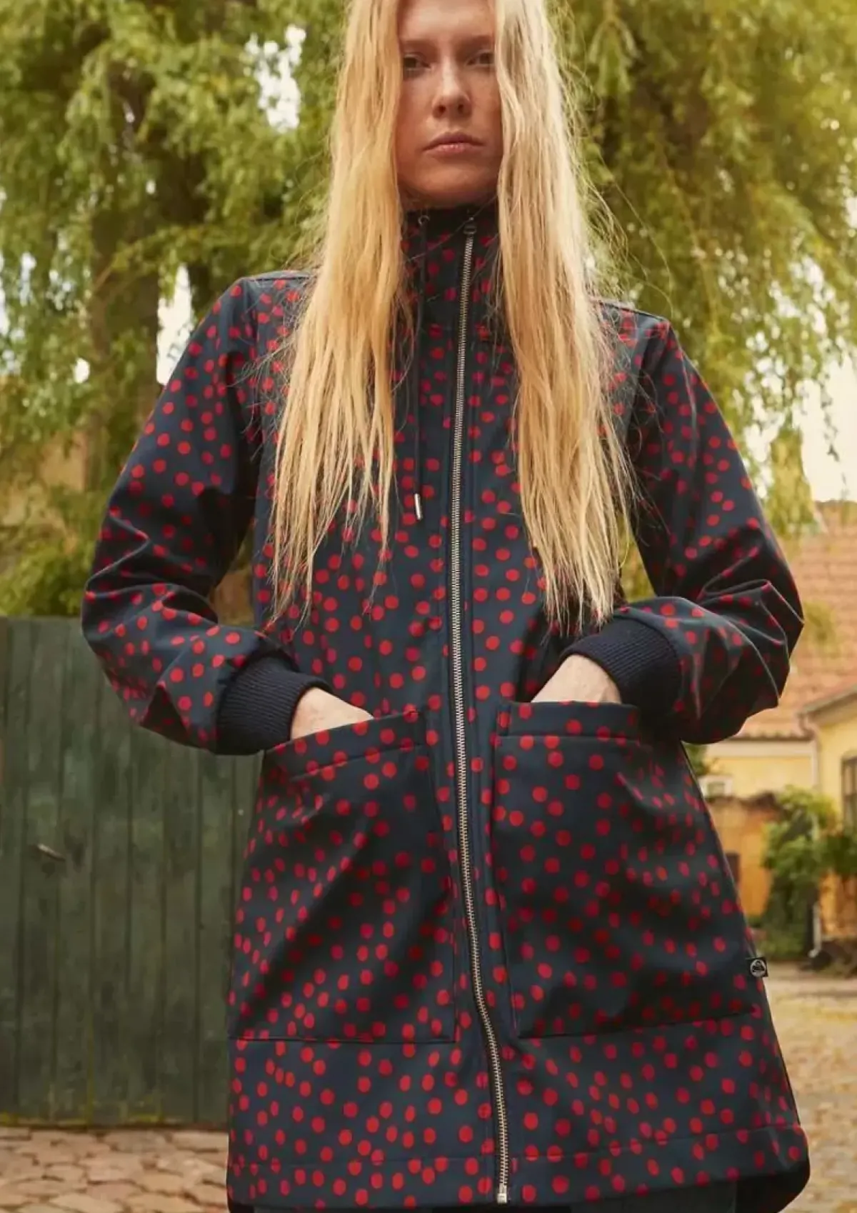 Danefæ Softshell-Jacken>Danelaura Softshell Navy/Red Fundots