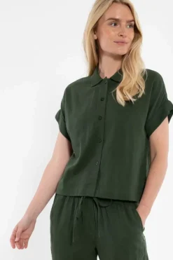 Danefæ Blusen>Danelena Cloth Shirt Dk Army