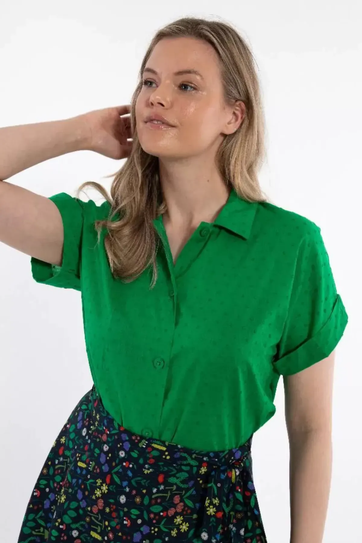 Danefæ Blusen>Danelena Cotton Dot Shirt Green