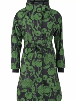 Danefæ Regenjacken>Danelisabeth Raincoat Black/Green Hortensia