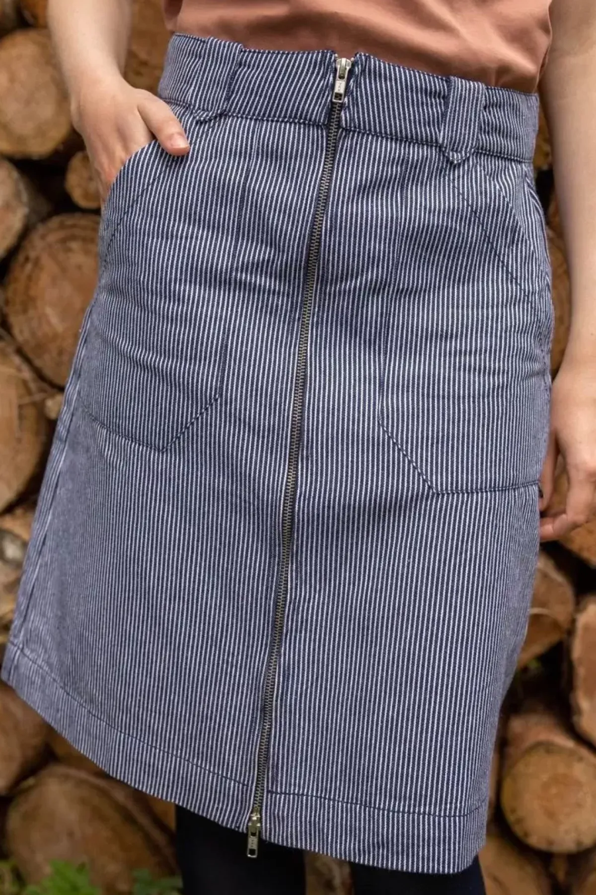 Danefæ Röcke>Danemadelaine Denim Skirt Milkboy Stripe
