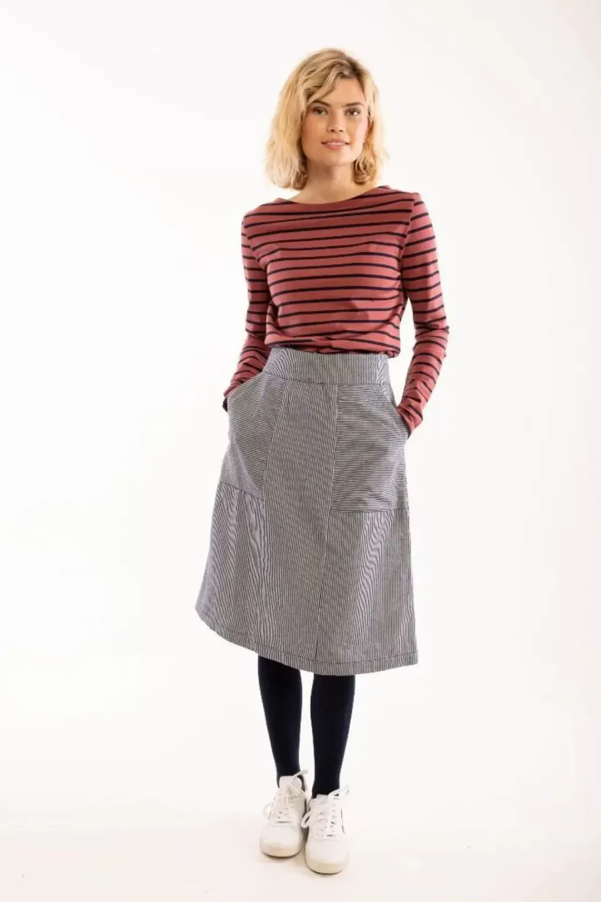 Danefæ Röcke>Danemaren Denim Skirt Milkboy Stripe