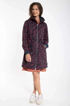 Danefæ Softshell-Jacken>Danemarianne Softshell Dusty Navy Fleuri
