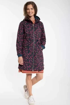 Danefæ Softshell-Jacken>Danemarianne Softshell Dusty Navy Fleuri