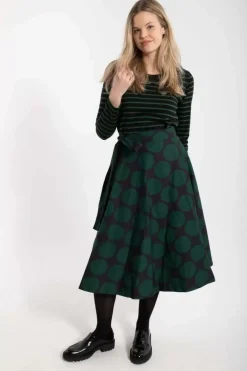 Danefæ Röcke>Danemikkelsen Poplin Skirt Black/Warm Khaki Megadots
