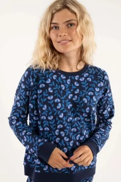 Danefæ Sweatshirts>Danemoster Sweat Navy/Blue Fleurie