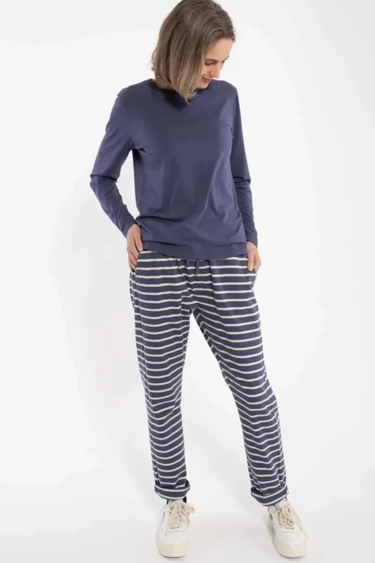 Danefæ Hosen>Danenorsminde Pants Grey Marine/Chalk