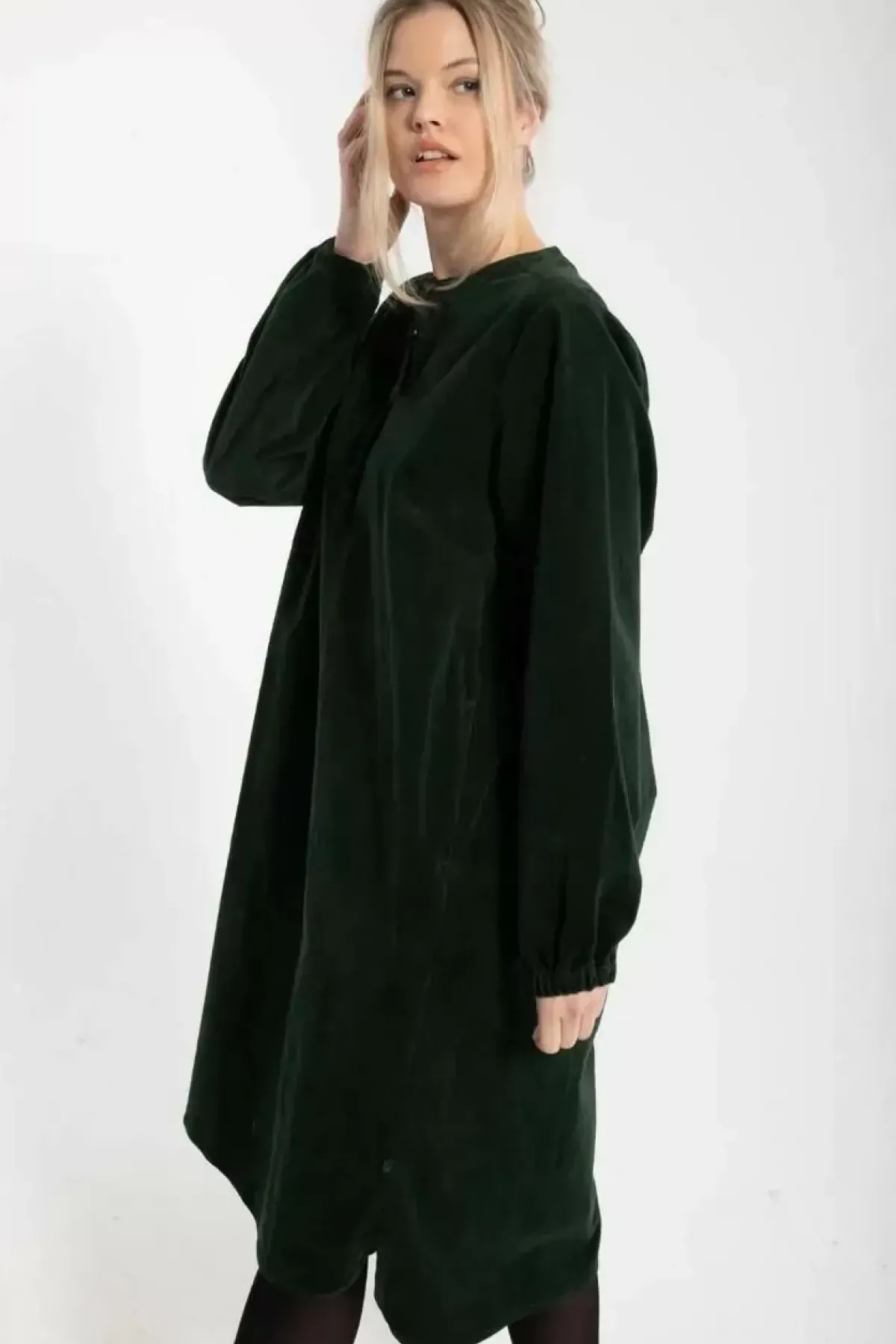 Danefæ Kleider>Danepalette Cord Stretch Dress Deep Forest