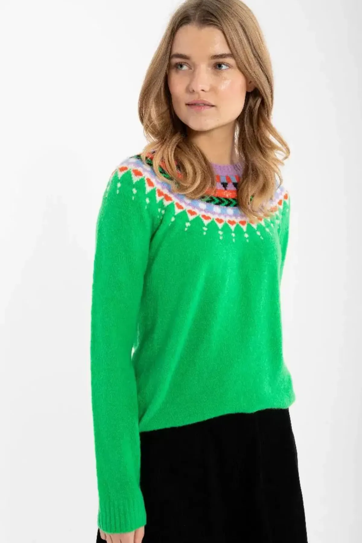 Danefæ Strickwaren>Danepeaceful Light Wool Sweater Green