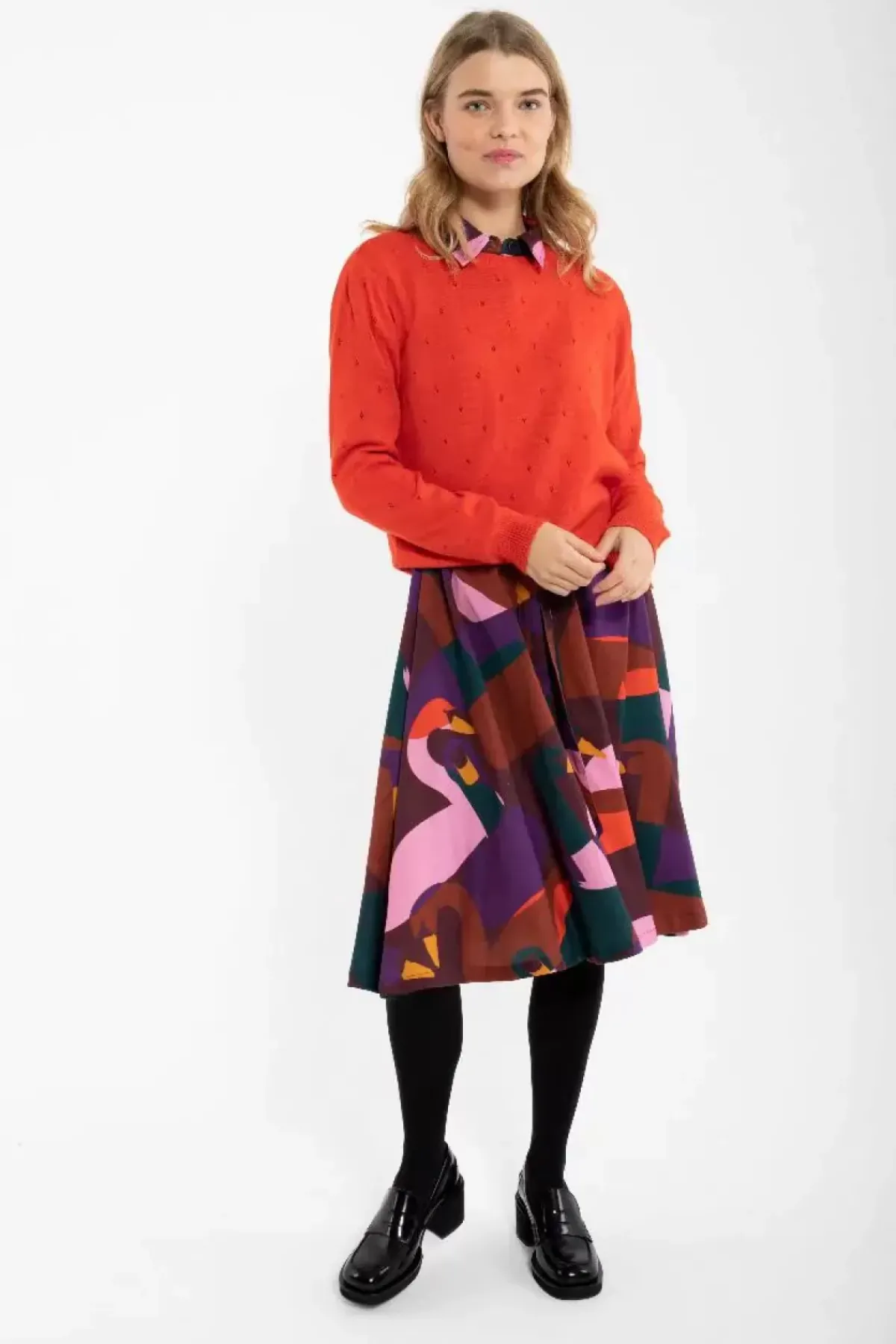 Danefæ Strickwaren>Danepearly Hole Knit Sweater Bright Red