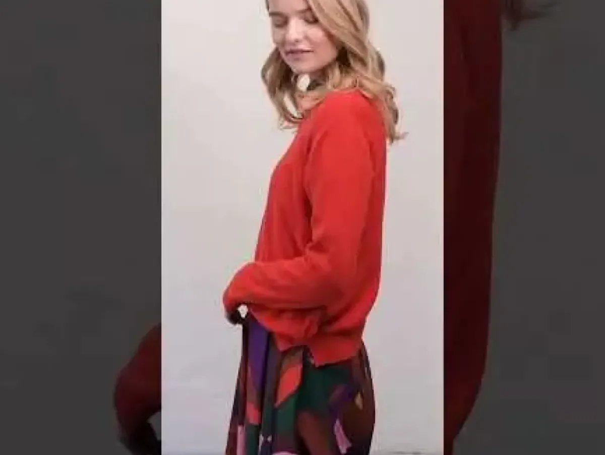 Danefæ Strickwaren>Danepearly Hole Knit Sweater Bright Red