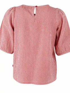 Danefæ Blusen>Daneprosecco Searsucker Shirt Bright Red/Chalk