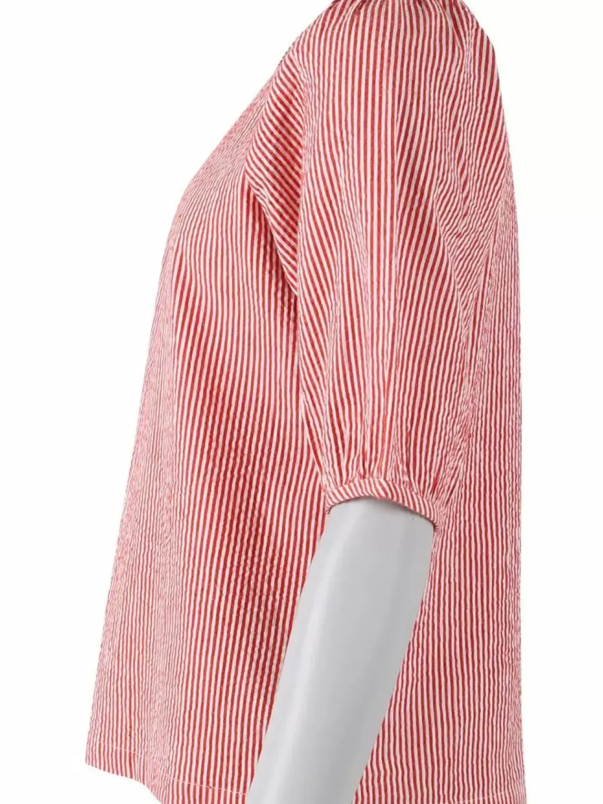 Danefæ Blusen>Daneprosecco Searsucker Shirt Bright Red/Chalk