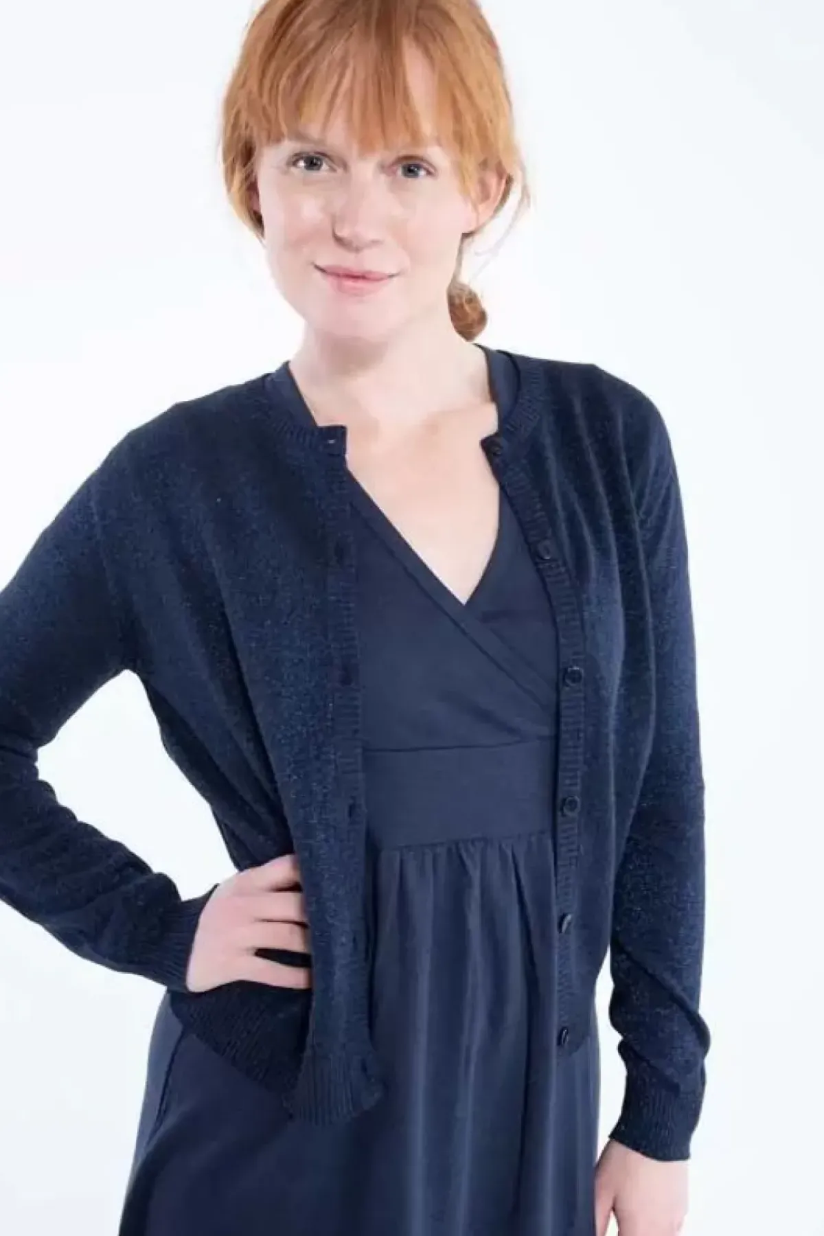 Danefæ Cardigan>Danesaga Glitter Cardigan Dk Navy Glitter