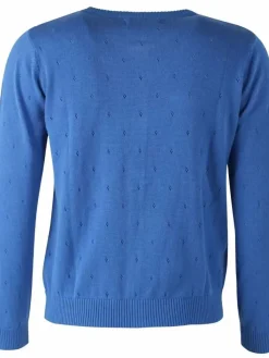 Danefæ Cardigan>Danesaga Hole Knit Cardigan Blue