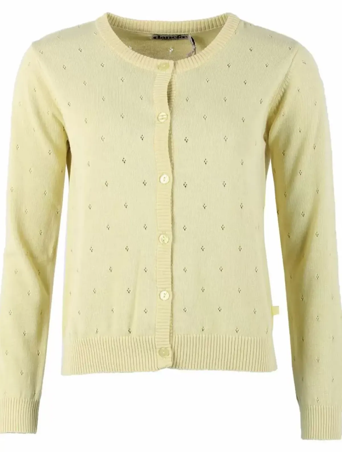 Danefæ Cardigan>Danesaga Hole Knit Cardigan Pale Yellow