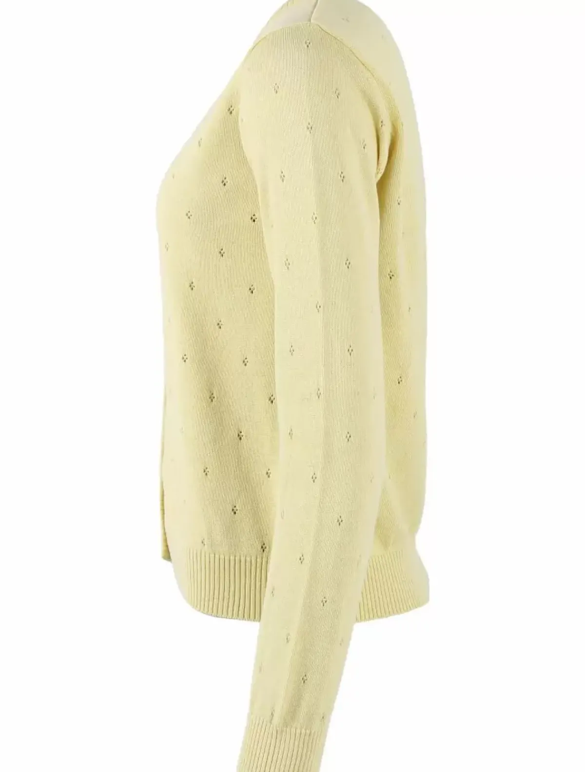Danefæ Cardigan>Danesaga Hole Knit Cardigan Pale Yellow