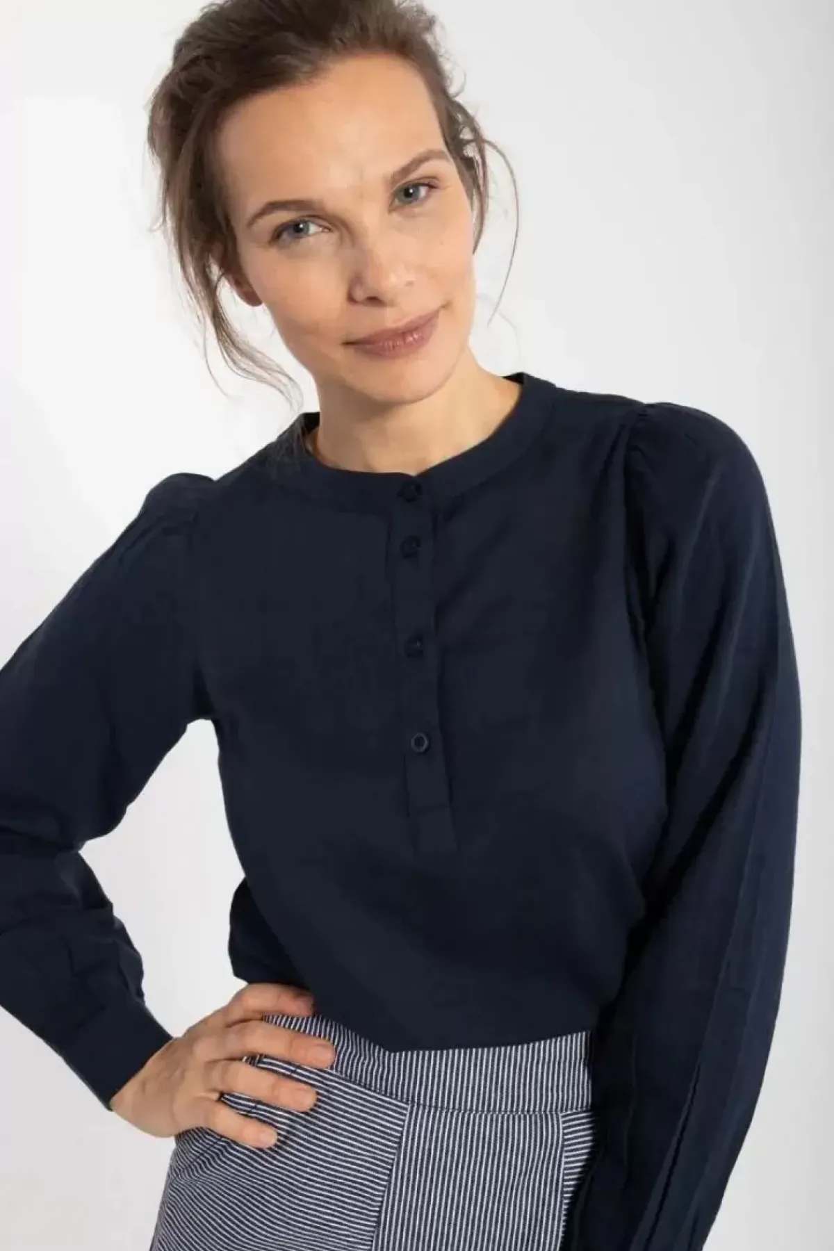 Danefæ Blusen>Danesanna Cloth Shirt Dk Navy