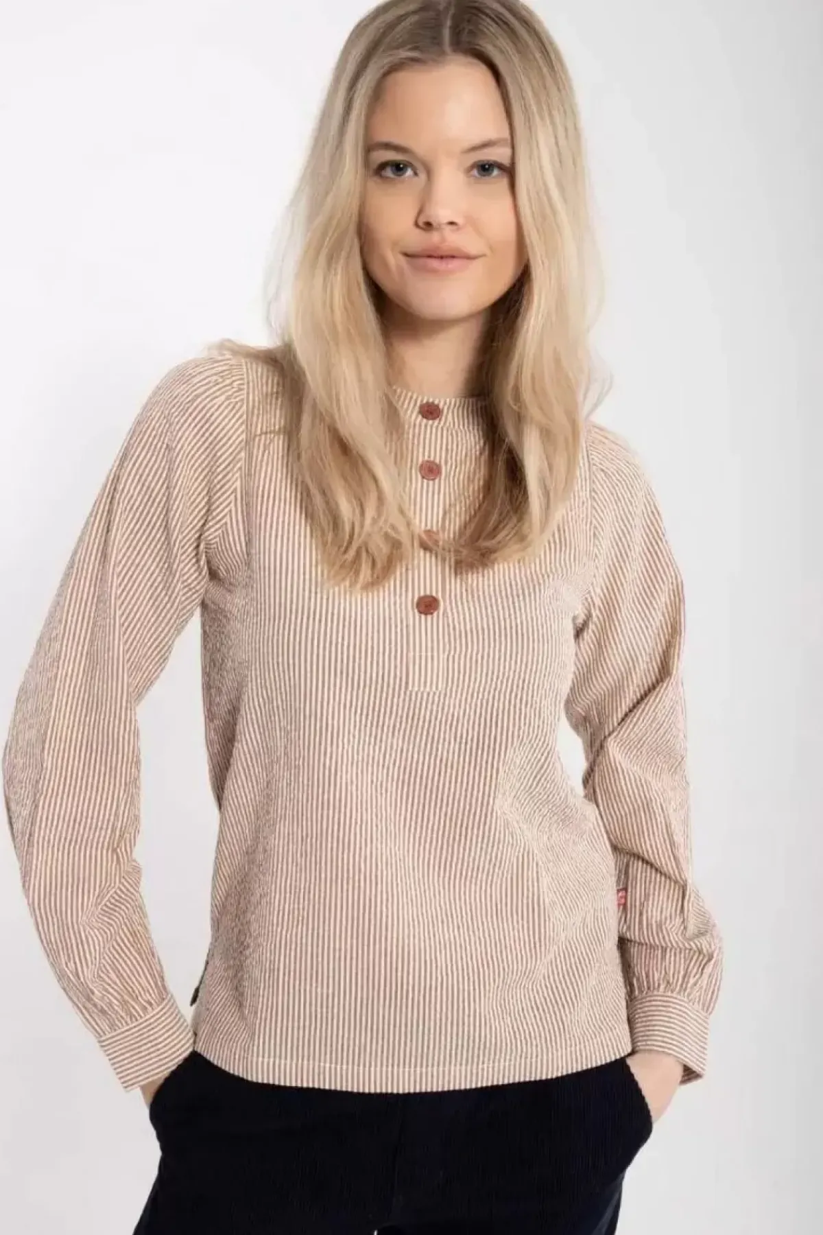Danefæ Blusen>Danesanna Poplin Shirt Brick/Chalk
