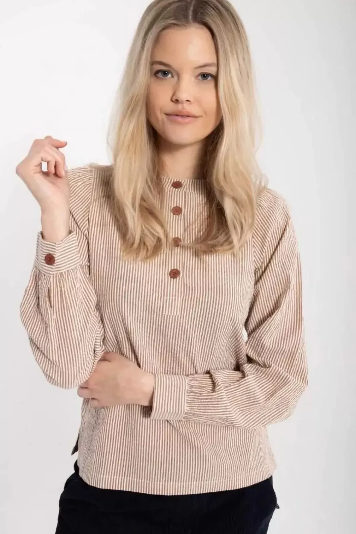 Danefæ Blusen>Danesanna Poplin Shirt Brick/Chalk