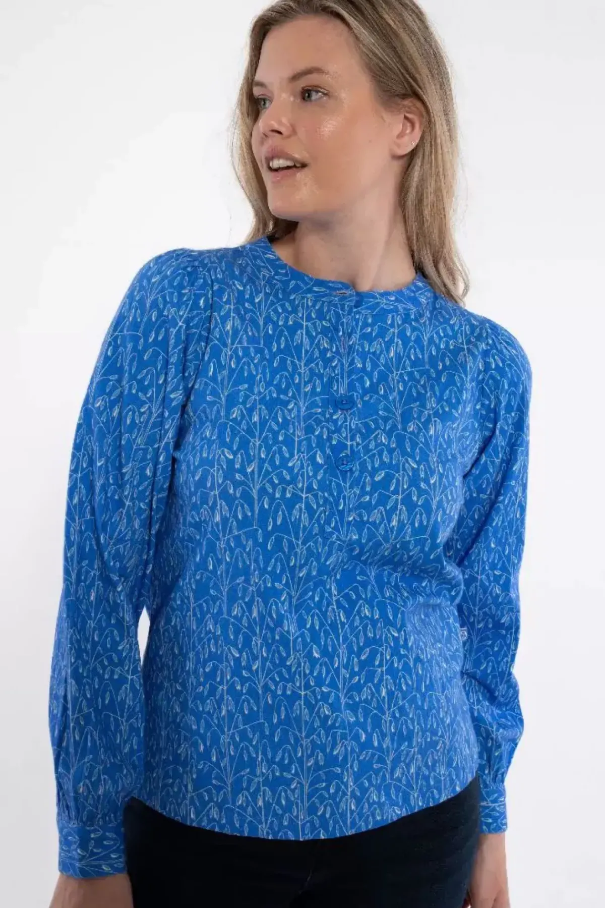 Danefæ Blusen>Danesanna Poplin Shirt Cold Blue/Chalk Oats