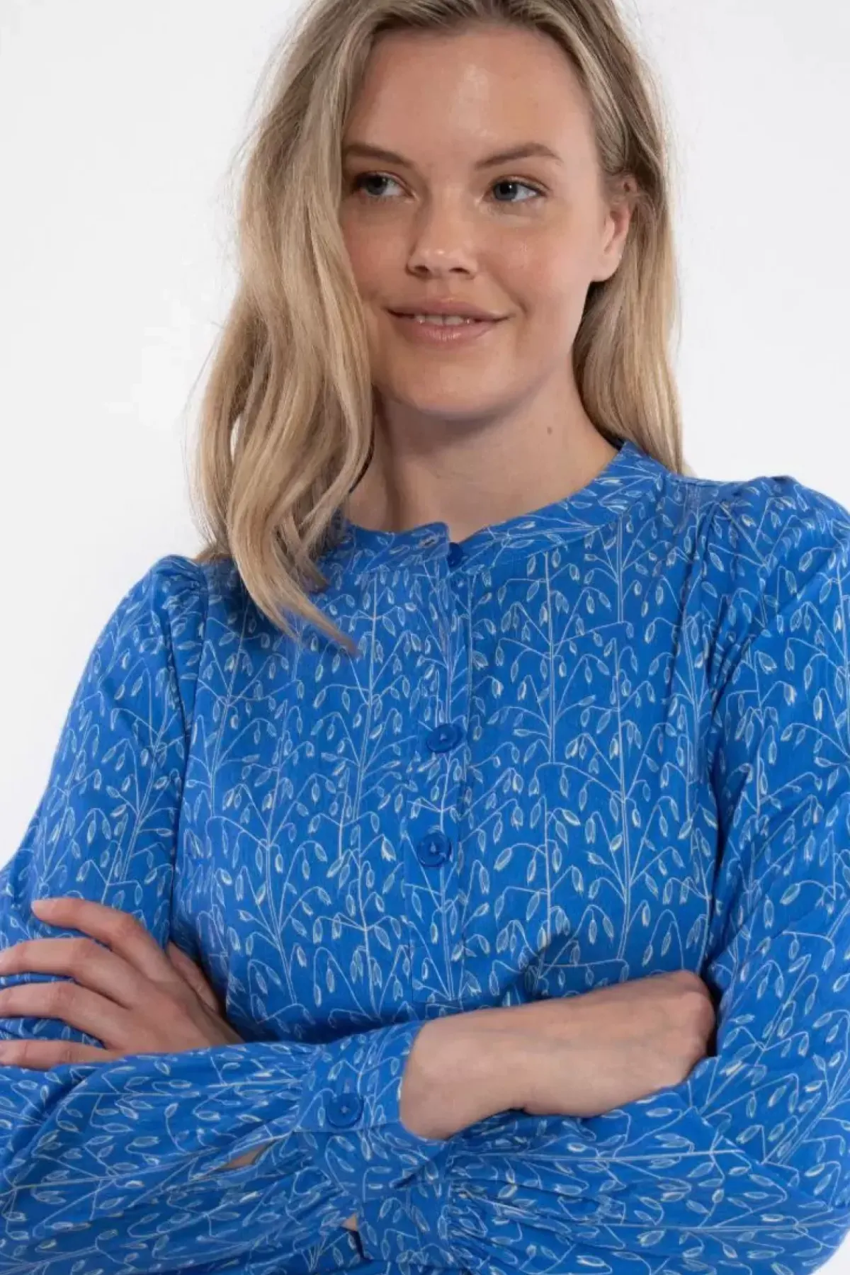 Danefæ Blusen>Danesanna Poplin Shirt Cold Blue/Chalk Oats