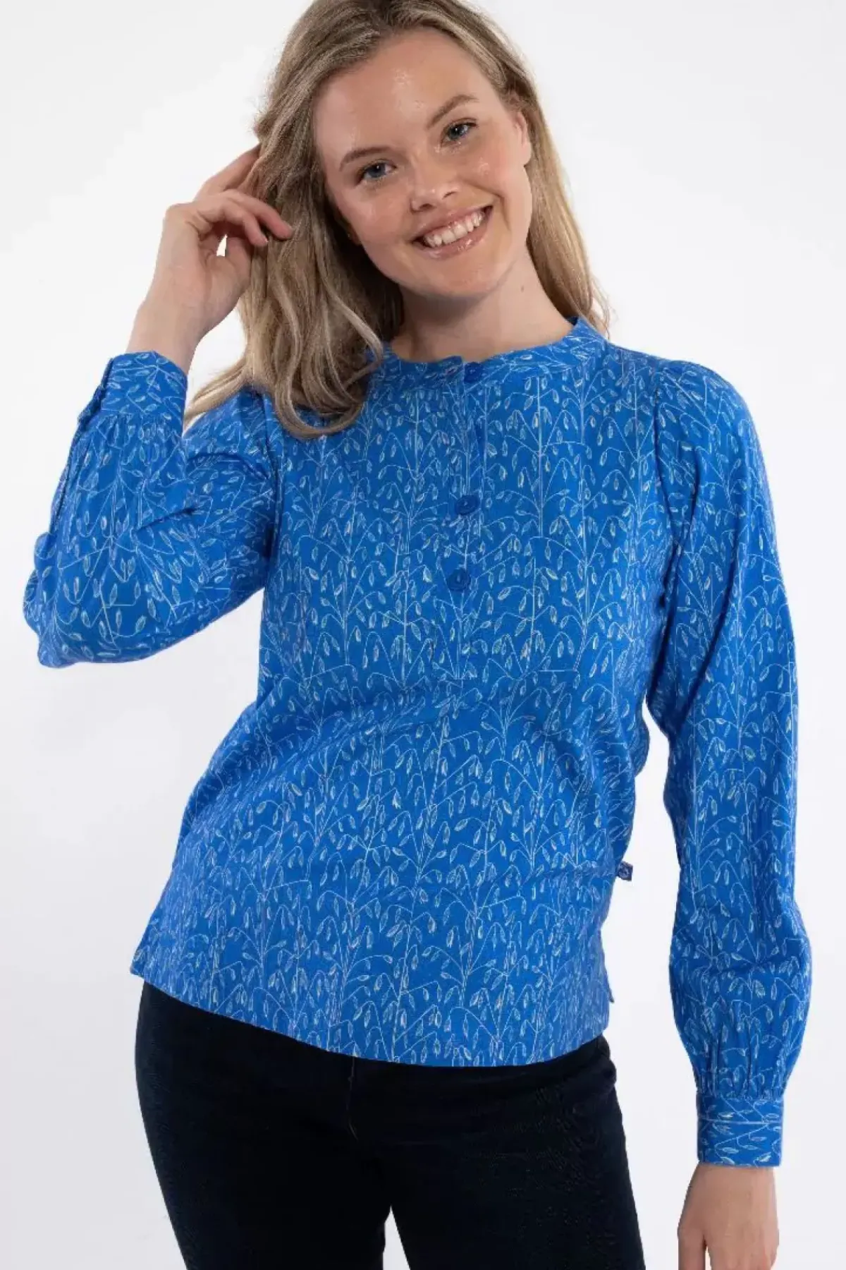 Danefæ Blusen>Danesanna Poplin Shirt Cold Blue/Chalk Oats