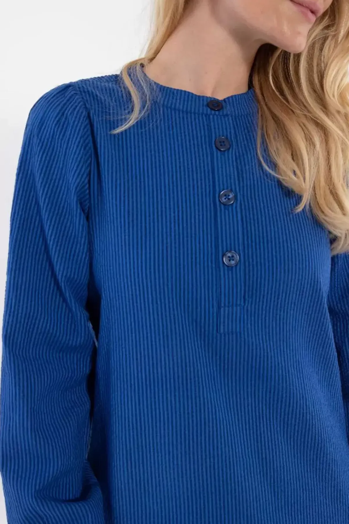 Danefæ Blusen>Danesanna Searsucker Shirt Deep Marine/Klein Blue