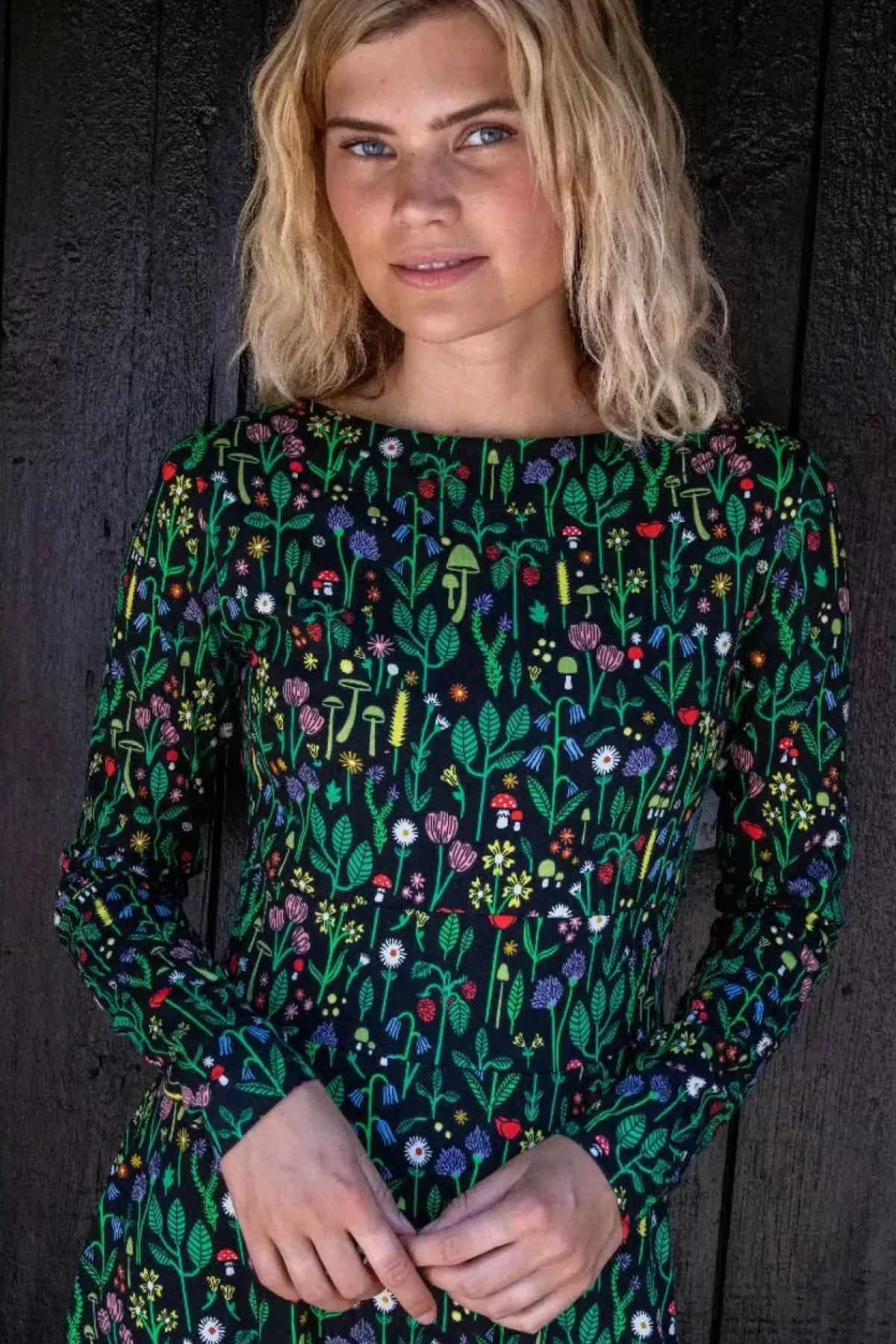 Danefæ Kleider>Danesigrid Cotton Dress Black Botanical