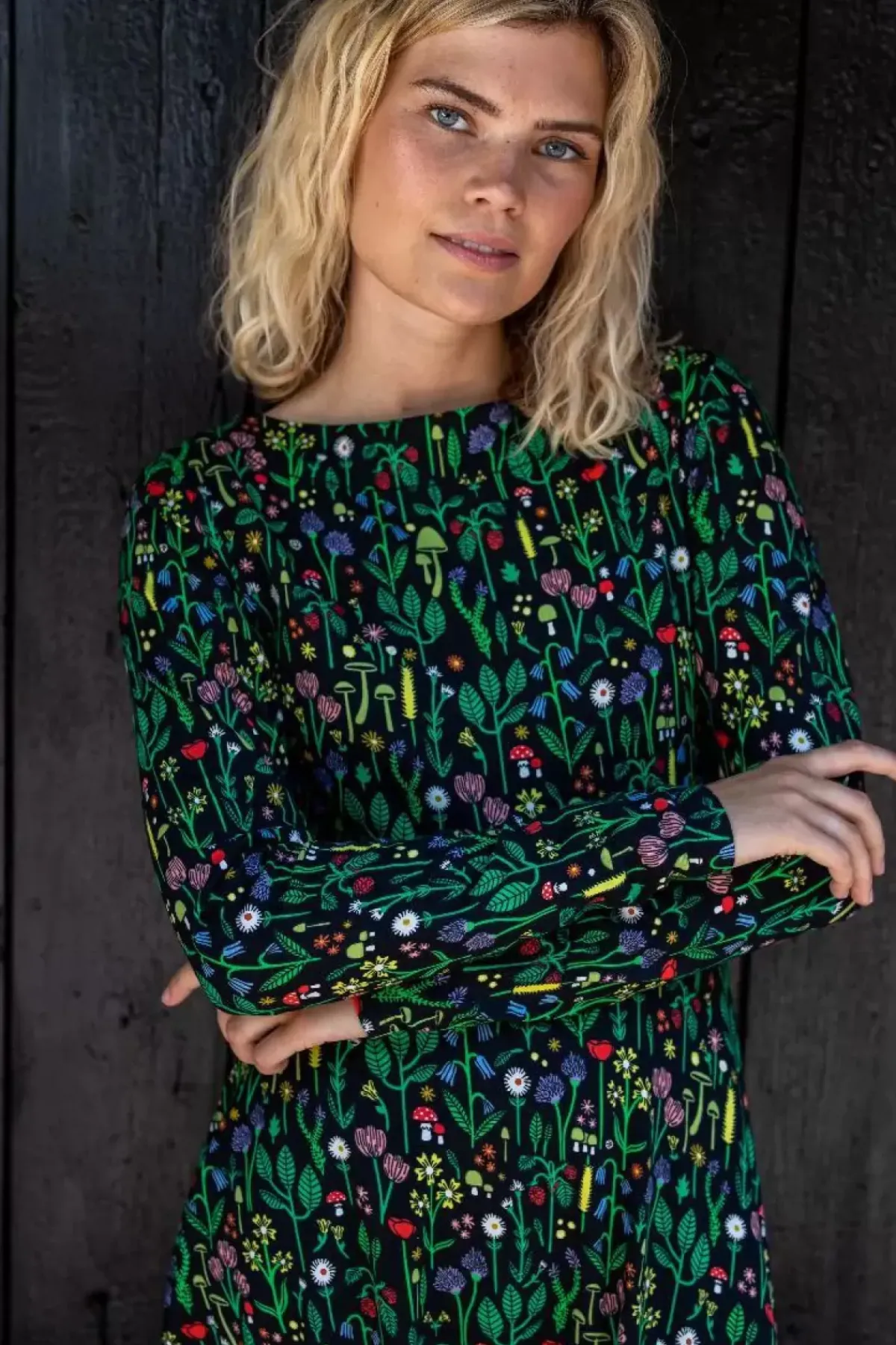 Danefæ Kleider>Danesigrid Cotton Dress Black Botanical