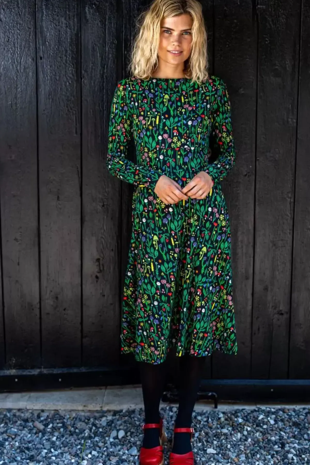 Danefæ Kleider>Danesigrid Cotton Dress Black Botanical