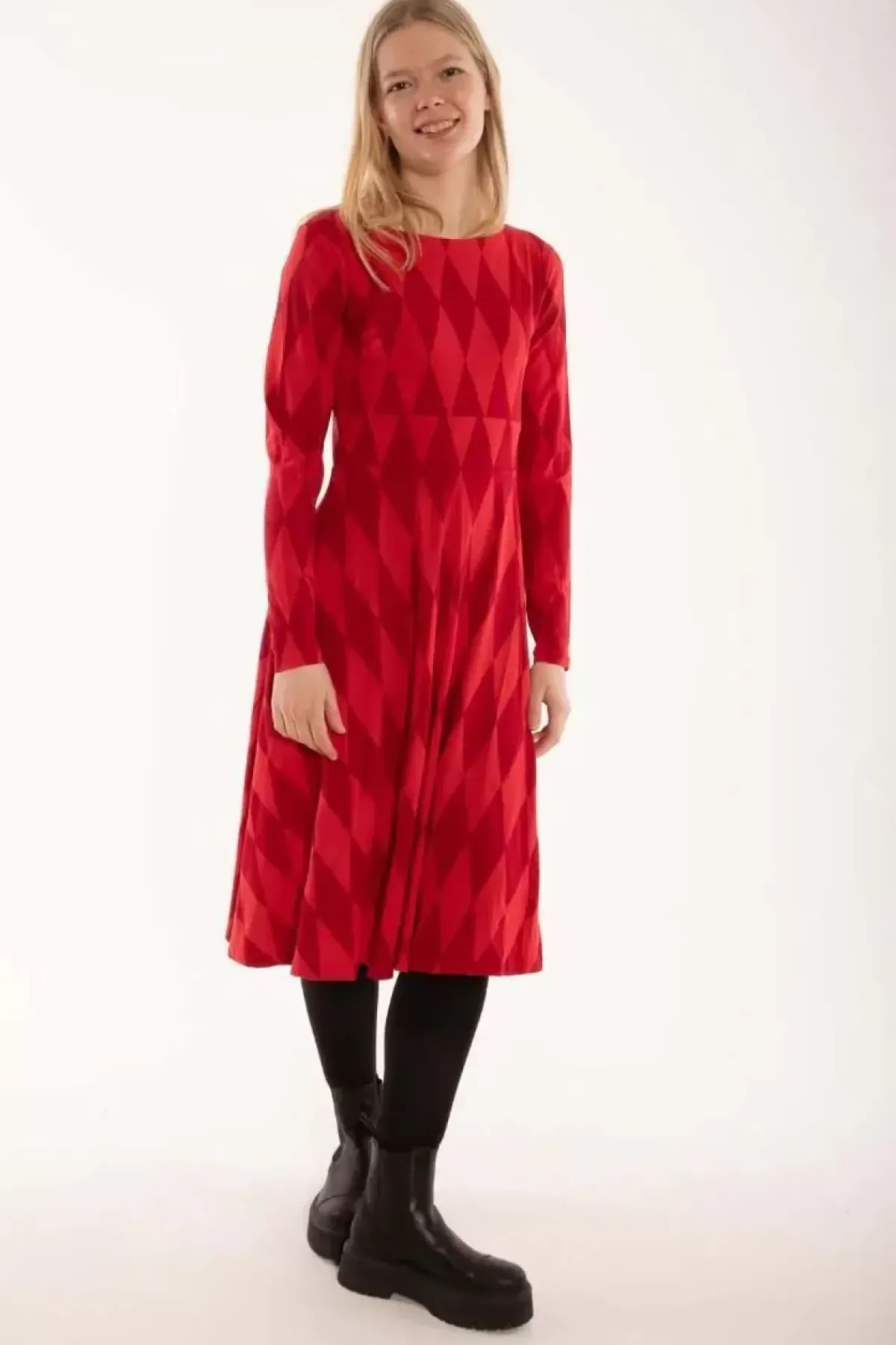 Danefæ Kleider>Danesigrid Cotton Dress Dk Red/Red Diamonds