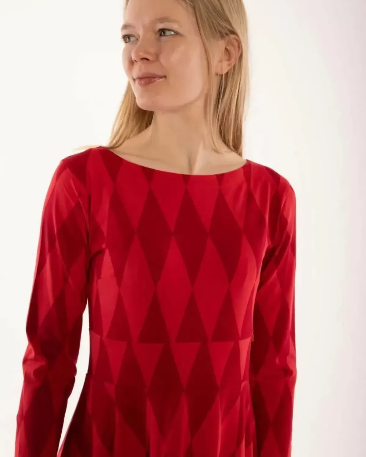 Danefæ Kleider>Danesigrid Cotton Dress Dk Red/Red Diamonds