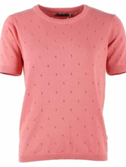 Danefæ T-Shirts>Danesilver Hole Knit Tee Coral