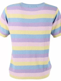 Danefæ Strickwaren>Danesilver Pearl Knit Sweater Tee Lt Blue/Lt Lilac/Pale Yellow